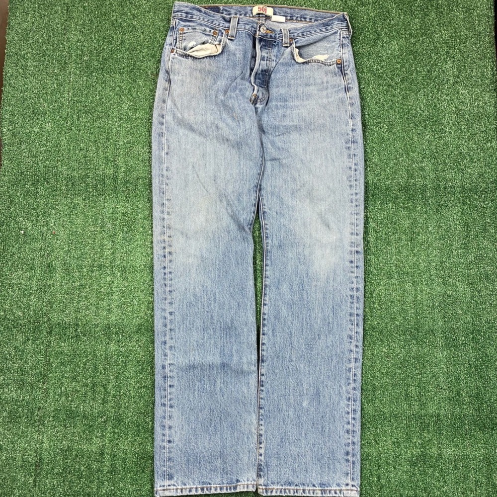 Levis 501 Jeans Light Wash Straight Leg Denim W33 L34